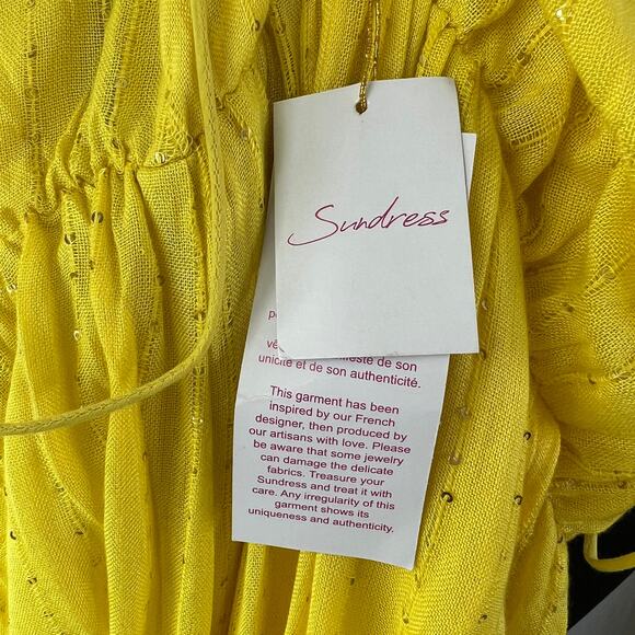 NEW Sundress Precieuse Yellow Spaghetti Strap Angelique Blouson Dress Size XS/S - Picture 9 of 9